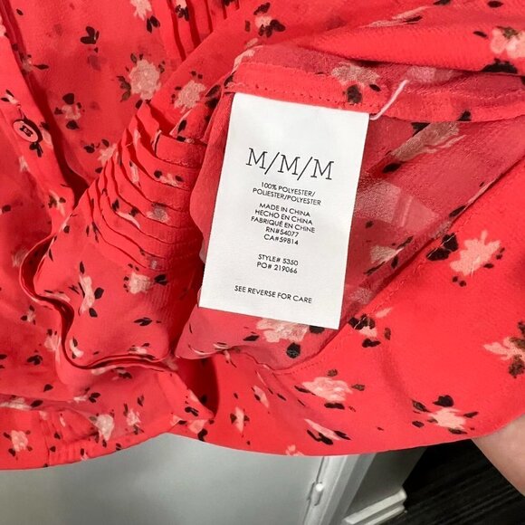 Cabi Coral Pintuck Sleeveless Sheer Floral Buttondown Blouse - Picture 5 of 6